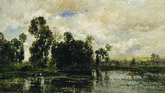 Charles Francois Daubigny The Edge of the Pond Norge oil painting art